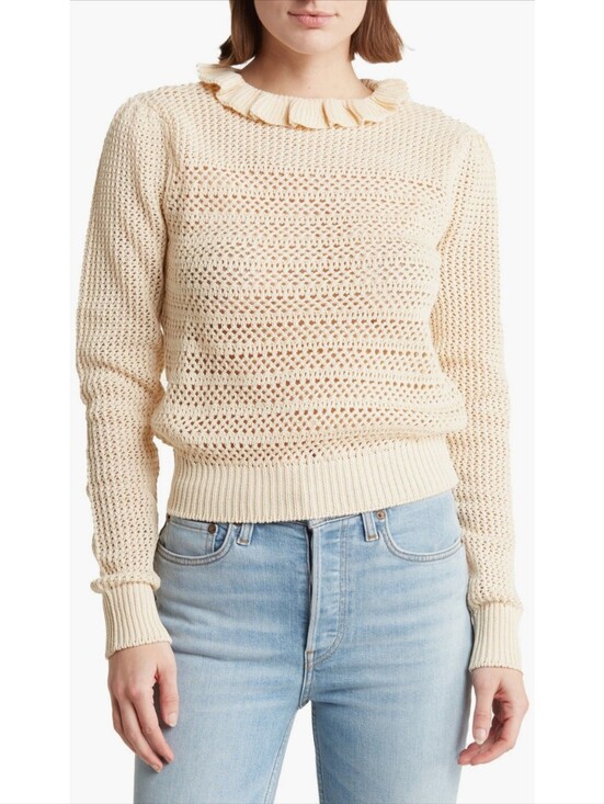 7 For All Mankind Sweaters - NWT "7 For All Mankind" Open Ruffle Neck Sweater Woman's Size Small